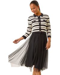 Roman - Petite Stripe Knit Midi Dress - Lyst