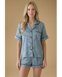 Oasis - Short Sleeve Satin Printed Nightwear Set - Lyst