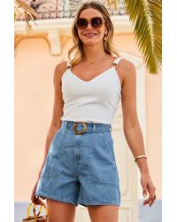 Sosandar - Light Relaxed Fit Denim Shorts With Belt - Lyst