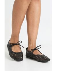 Boohoo - Wide Fit Woven Mary Jane Ballerina - Lyst
