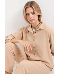 Bigdart - Linen Blend Long Sleeve Shirt And Pants Co-Ord Set - Lyst
