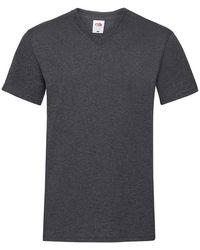Fruit Of The Loom - Valueweight V Neck T-Shirt (Dark Heather) Cotton - Lyst