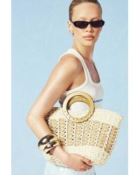 Boohoo - Basket Weave Round Handle Grab Bag - Lyst