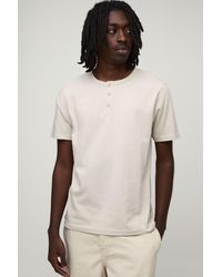 BoohooMAN - Basic Slim Fit Henley T-Shirt - Lyst