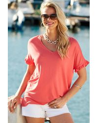 Sosandar - Coral Ruffle Sleeve Jersey Top - Lyst