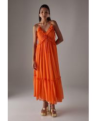Warehouse - Hcd Chiffon Ruffle Strappy Floaty Maxi Dress - Lyst