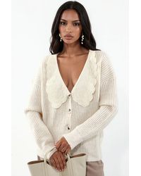 Hiccup - Buttoned Knit Cardigan With Collar Detail - Lyst