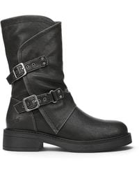 Blowfish - Faux Leather Mid-Calf Biker Boots - Lyst