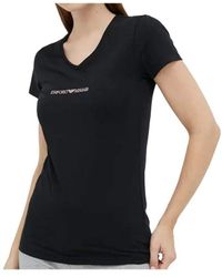 Emporio Armani - Klassiek Goud T-shirt Met V-hals En Logo Voor - Lyst