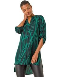 Roman - Abstract Print V-Neck Longline Blouse - Lyst
