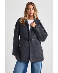 Boohoo - Toggle Detail Wool Look Jacket - Lyst