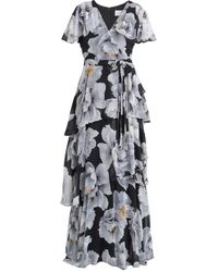 Gina Bacconi - Caylee Printed Maxi With Tulip Tiered Skirt And Tie Belt - Lyst