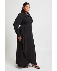 Boohoo - Plus Wrap Front Shirt Maxi Dress - Lyst