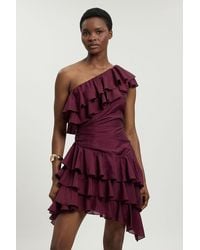Karen Millen - Drama Frill Midi Dress - Lyst