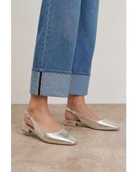 Oasis - Millie Faux Metallic Leather Slingback Flat Shoes - Lyst