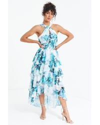 Quiz - Tiered Dip Hem Midi Dress - Lyst