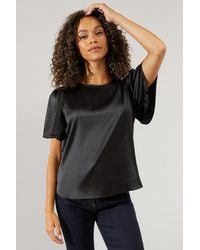 Wallis - Satin Short Sleeve Blouse - Lyst