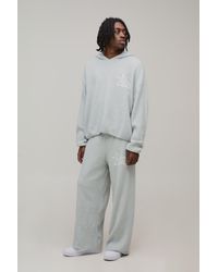 BoohooMAN - Oversized Boxy Hooded Boucle Knitted Tracksuit - Lyst