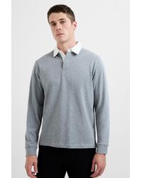 French Connection - Cotton Blend Rugby-Style Long Sleeve Polo Shirt - Lyst