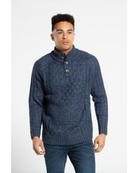 Kensington Eastside - 1/4 Button-Up Neck Cable And Rib Jumper - Lyst