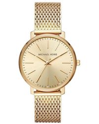 Michael Kors - Pyper Three-hand Gold-tone Stainless Steel Mesh Watch - Lyst