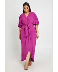 Boohoo - Plus Textured Tie Detail Maxi Dress - Lyst