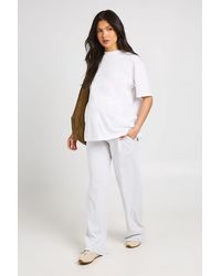 Boohoo - Maternity Basic Rib Wide Leg Trouser - Lyst