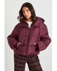 Boohoo - Petite Hooded Padded Puffer Jacket - Lyst