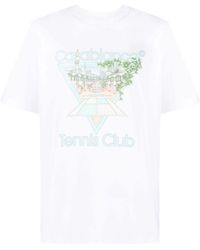 Casablancabrand - Tennis Club T-shirt Met Pastelkleurige Print In Wit - Lyst