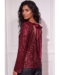 Roman - Sequin Bow Back Top - Lyst