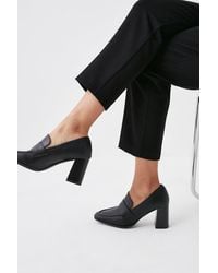 Wallis - Lola Square Toe High Heel Penny Loafers - Lyst