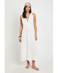 Boohoo - Textured Lace Trim Midaxi Dress - Lyst