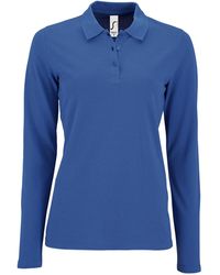 Sol's - Ladies Perfect Long Sleeve Pique Polo Shirt (Royal) Cotton - Lyst