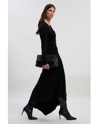 Karen Millen - Ruched Detail Brushed Textured Jersey Midi Dress - Lyst