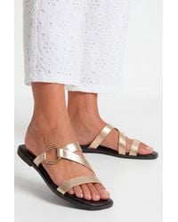 Wallis - Tilly Faux Leather Hardware Strap Flat Mule Sandals - Lyst