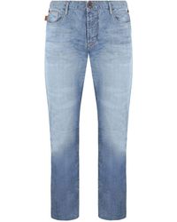 Emporio Armani - Slim Fit Distressed Jeans Cotton - Lyst