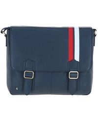 Gabicci - Real Leather Messenger Bag With Striped Front Detail - Lyst
