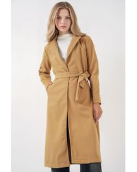 Bigdart - Double Breasted Tie Closure Textured Coat - Lyst