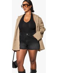 Boohoo - Plus Raw Hem Denim Short - Lyst