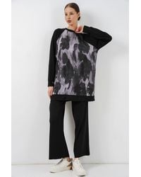Bigdart - Oversize Abstract Print Crew Neck Tunic & Pants Set - Lyst