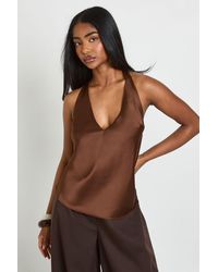 Boohoo - Halter Plunge Swing Cami Top - Lyst