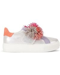 Kurt Geiger - Leather Laney Pom Pom Sneakers - Lyst
