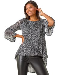 Roman - Floral Print Pleated Tunic - Lyst