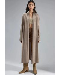 Busem - Relaxed Fit Langlijn Open-Front Sjawl Kraag Gebreide Cardigan - Lyst