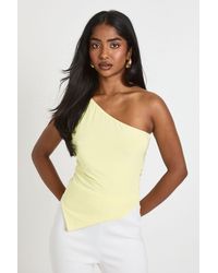 Boohoo - Double Layer Slinky One Shoulder Asym Hem Top - Lyst