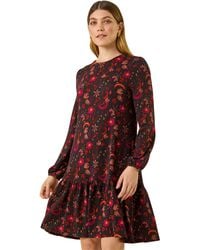 Roman - Floral Print A-Line Stretch Dress - Lyst