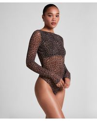 Hunkemöller - Tara Leopard Long Sleeved Body - Lyst
