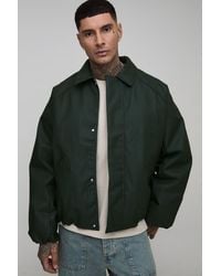 BoohooMAN - Tall Boxy Soft Pu Collared Padded Harrington Jacket - Lyst