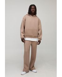 BoohooMAN - Oversized Boxy Bonded Scuba Hooded Split Hem Tracksuit - Lyst