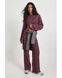 Boohoo - Textured Drawstring Waist Wide Leg Trouser - Lyst